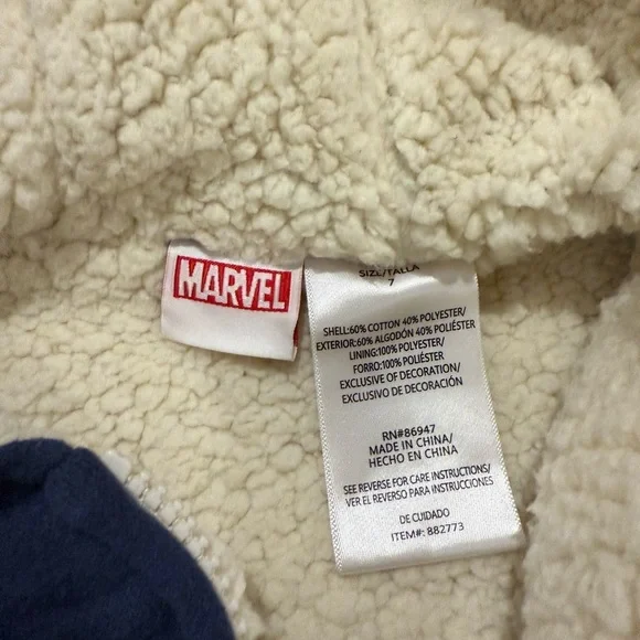 Marvel Kids Blue and Beige Hero Hoodie, Kids size 7 - Picture 3 of 3